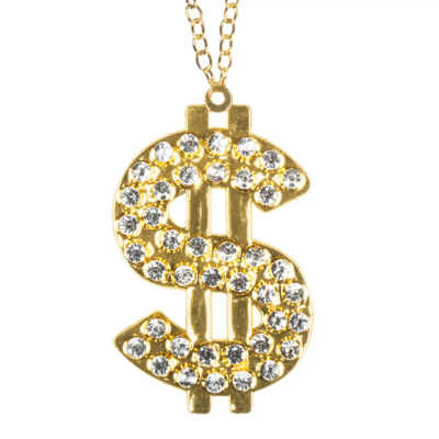 Guld dollartegn halskæde med diamanter