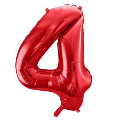 Folieballon 4 - rød 86 cm