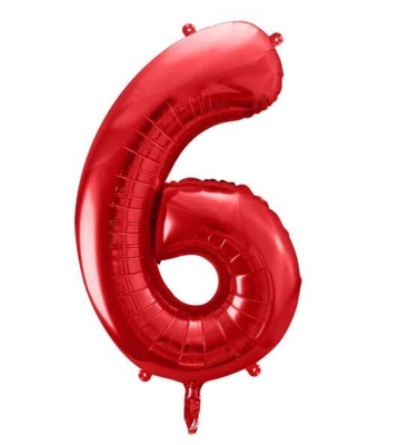Folieballon 6 - rød 86 cm