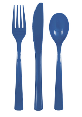 Blåt plastik bestik