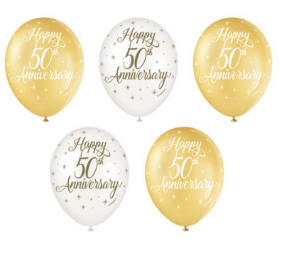 Guldbryllup balloner - 5 stk