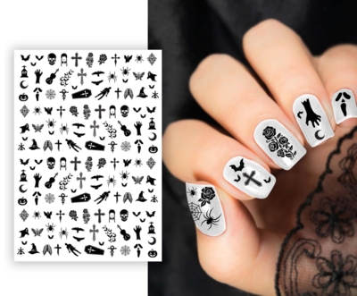 Halloween - Negle stickers, sorte