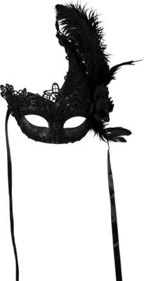 Sort maske med blomst of fjer