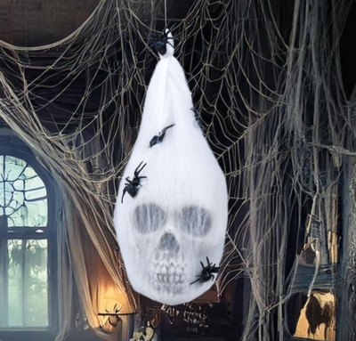 Edderkoppespind puppe med kranie