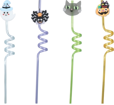 Sugerør 4 stk - Halloween farver og figurer