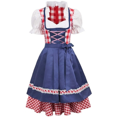 Edelweiss oktoberfest kjole - hvid og rød