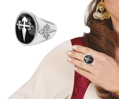 Kors ring i sølv og sort