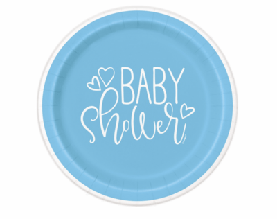 Tallerken til baby shower blå 8 stk