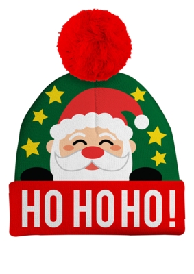 Strikket hue - Ho Ho Ho - Juletema