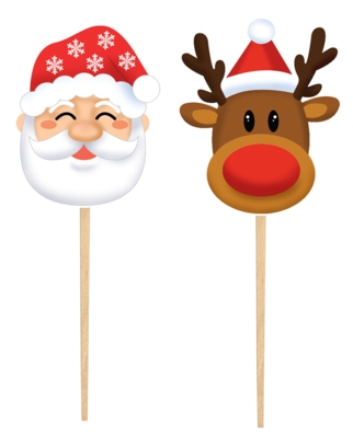 12 stk Kagepicks - julemand og rudolf - Julepynt