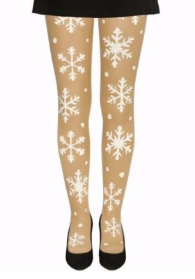 Strømpebukser med hvide snefnug til voksne