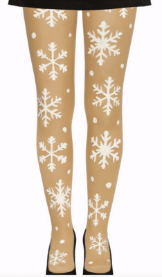 Strømpebukser med hvide snefnug til voksne