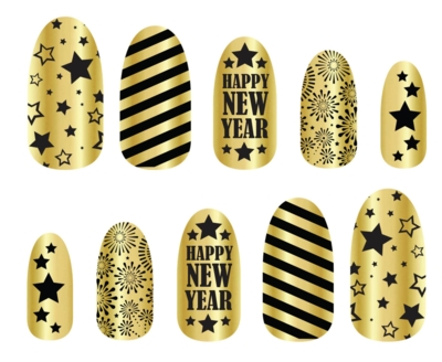 12 stk kunstige negle - godt nytår - med lim