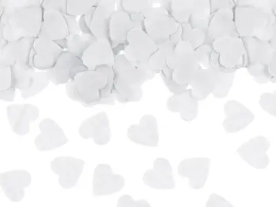 Hjertekonfetti i hvidt papir