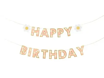 Happy birthday tekstguirlande med blomster