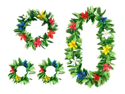 Hawaii krans - sæt med grønne blade