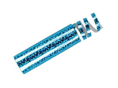 Serpentiner i holografisk lyseblå