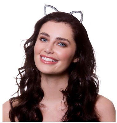 Katteører med simili på hårbøjle