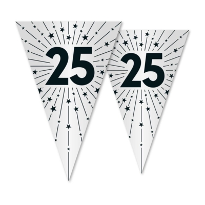 Sølvbryllup flagguirlande med spidsflag