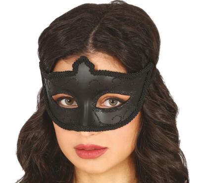 Øjenmaske i matsort med glitter