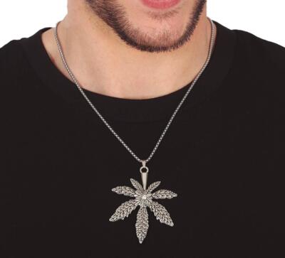 Hampblad halskæde i sølvmetal