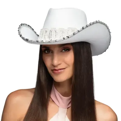 "Bride" cowboy hat med perler