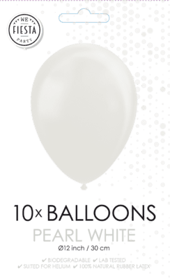Ballon perlemor Hvid 10 stk.