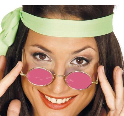 Hippie brille med lyserøde glas