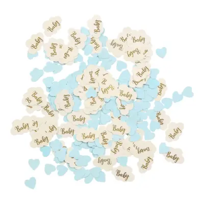 Konfetti med BABY skyer og lyseblå hjerter