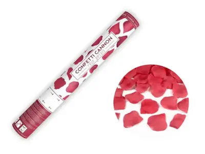 Konfettikanon røde rosenblade - 40 cm