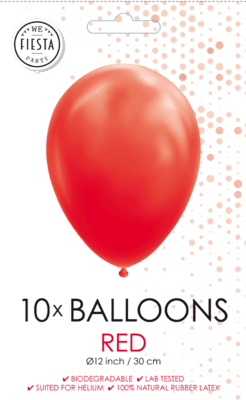 Ballon ø 30 cm, 10 stk. Rød