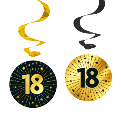 18' Swirls I sort og guld - 4 stk.