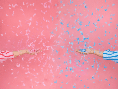 Gender reveal konfettirør med sommerfugle