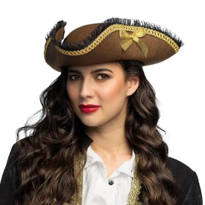 Pirathat tricorn med guldsløjfer