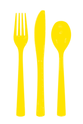 Plastikbestik - Gul 18 stk.