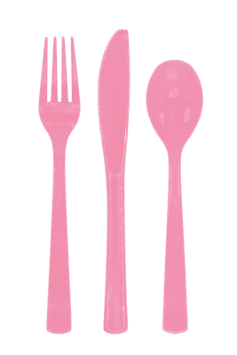 Plastikbestik - Pink 18 stk.