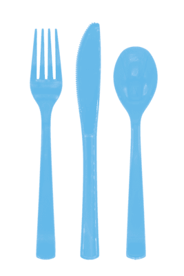 Plastikbestik - Lyseblå 18 stk.
