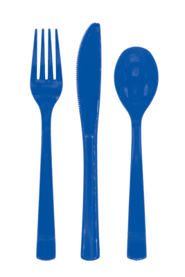 Plastikbestik - Blå 18 stk.
