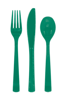 Plastikbestik - Grøn 18 stk.