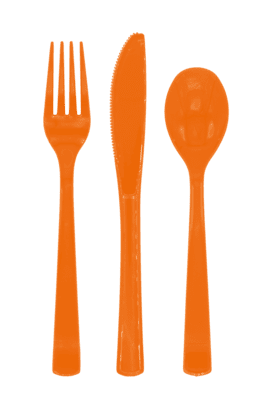 Plastikbestik - Orange 18 stk.