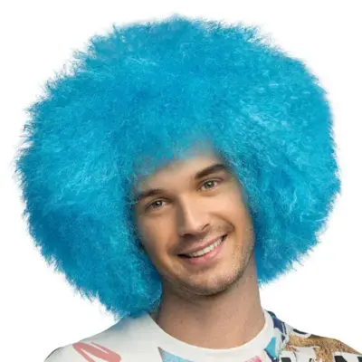 Afro Neon Blå Paryk UV