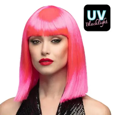Pink bob med pandehår